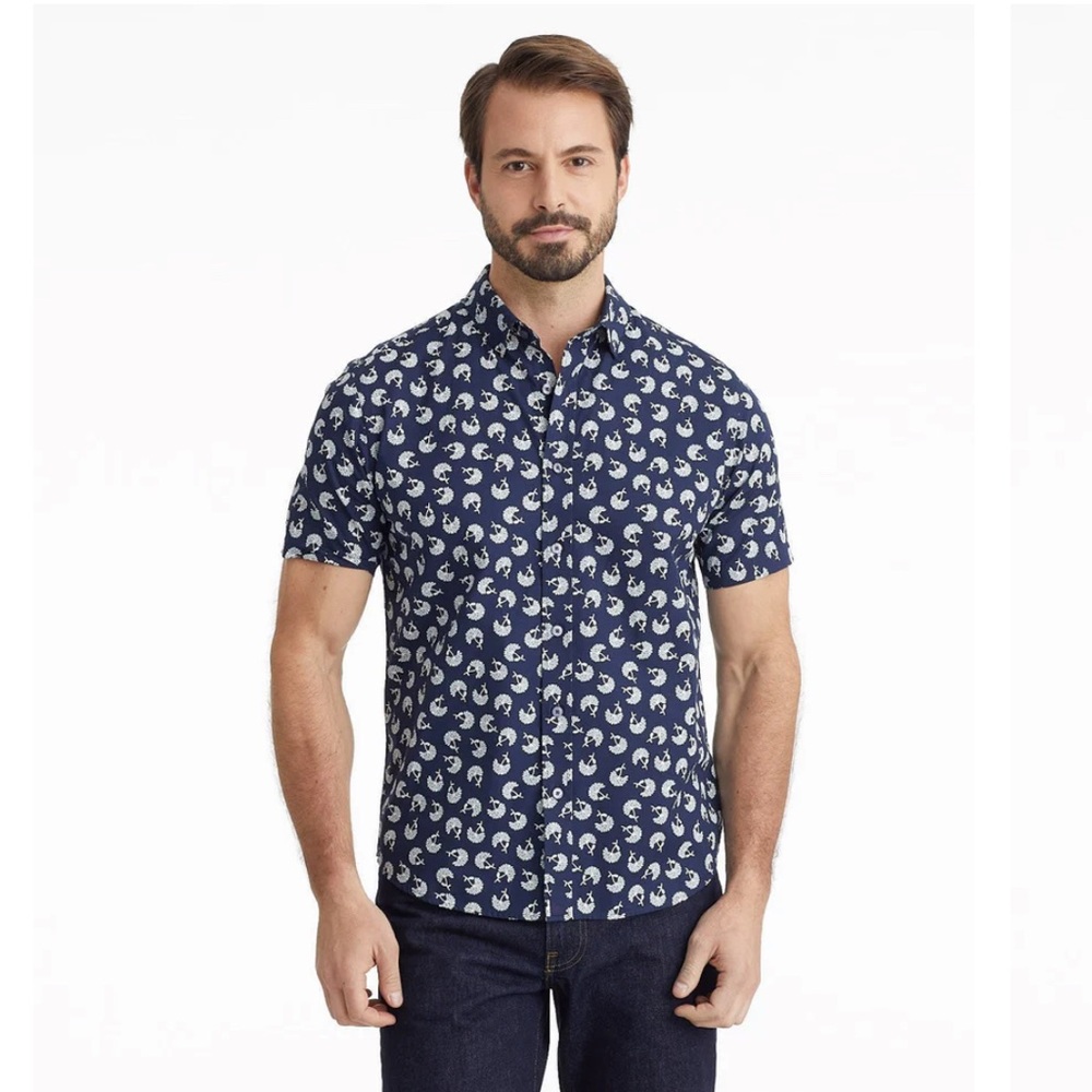 UNTUCKit Blue and White Casual Button Down Shirt
